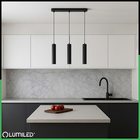 Lampa Wisząca Sufitowa Zwis 29cm Reflektor 3x GU10 LED SOPLO Czarny LUMILED