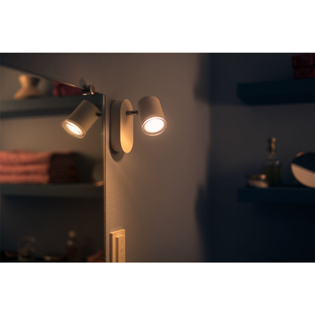 Lampa punktowa Łazienkowa Kinkiet LED Spot Adore Biały 5W IP44 CCT PHILIPS HUE Bluetooth + Przełącznik Dimmer Switch