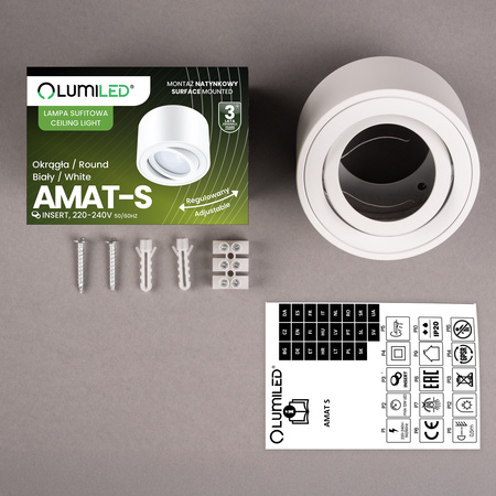 Oprawa Natynkowa HALOGENOWA Spot Tuba Ruchoma Okrągła Biała 50mm AMAT-S LUMILED