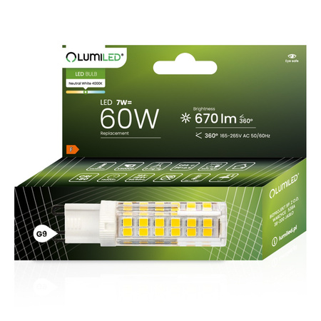 Żarówka LED G9 Kapsułka 7W = 60W 670lm 4000K Neutralna 360° LUMILED