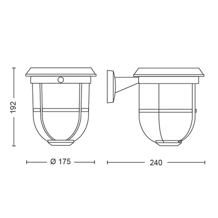 Lampa Ogrodowa LED Kinkiet Elewacyjny Solarny RADII 1,3W 4000K IP44 Czujnik Ruchu Zmierzchu PHILIPS