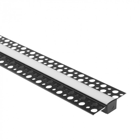 Profil Aluminiowy LED do Płyt GK Gipsowych REGIPS Wpuszczany Podtynkowy Czarny 1m z Kloszem Mroźnym do Taśm LED + Zaślepki seria GP Ecolight