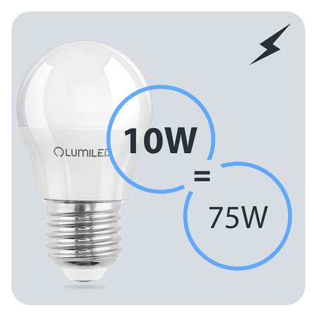 Żarówka LED E27 Kulka P45 10W = 75W 1055lm 6500K Zimna 180° LUMILED