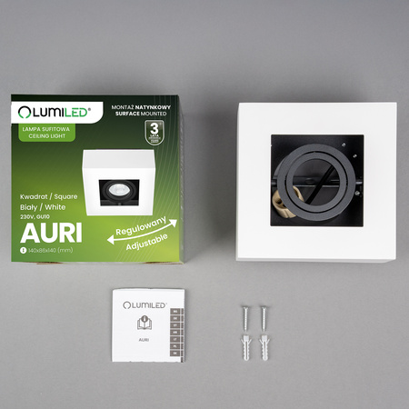 Oprawa Natynkowa HALOGENOWA Ruchoma SPOT GU10 Kwadrat Biała AURI LUMILED