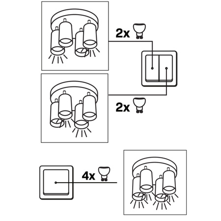 Plafon Regulowany 4x GU10 Czarna Srebrna BAMBOO Sanico Goldlux