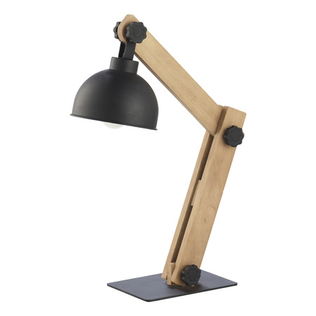 Lampa Stołowa Biurkowa Nocna OSLO Czarna Drewniana Industrialna E27 5021 TK Lighting