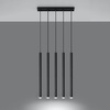 Lampa Sufitowa Wisząca Tuba 5x G9 Zwis Tubularna Czarna Nowoczesna Pastelo Sollux