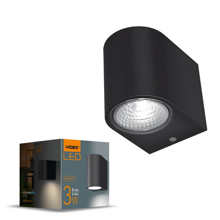 Kinkiet Ogrodowy Lampa Elewacyjna Zewnętrzna LED 3W 270lm 2700k Ciepła Czarna PELLE Videx