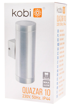 Lampa ogrodowa elewacyjna góra dół LED QUAZAR 10 GU10 IP44 KOBI ALUMINIUM CHROM