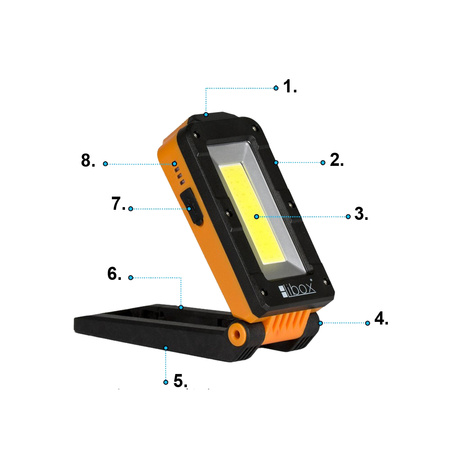 Latarka Akumulatorowa Warsztatowa Składana Magnes Libox LB0183 4 tryby świecenia