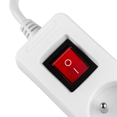 Przedłużacz Sieciowy Kabel z Uziemieniem Listwa Zasilająca 3 Gniazda 3m Włącznik ON/OFF Biały USB + USB-C Sznur ELGER Lumiled