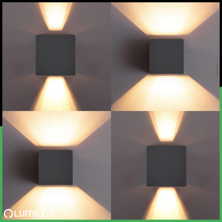 Kinkiet Ogrodowy Elewacyjny LED G9 Regulowany Góra Dół Grafit PYXIS LUMILED