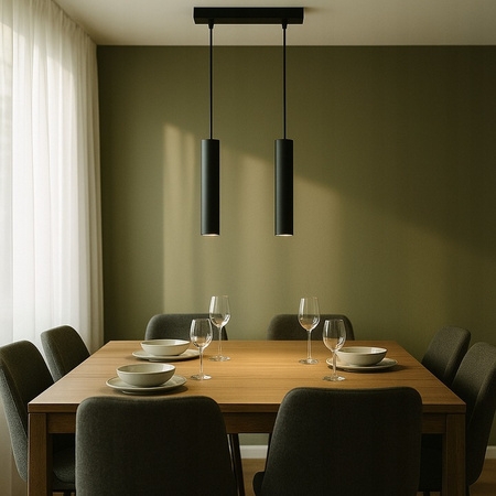 Lampa Wisząca Sufitowa KEON 2xGU10 Regulowana Tuba Czarna MASTERLED