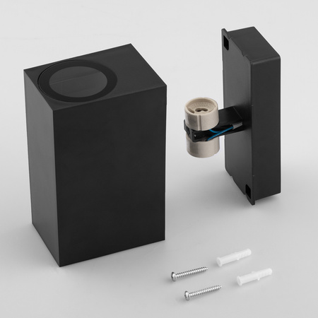 Kinkiet Ogrodowy Elewacyjny Lampa Zewnętrzna 2xGU10 ALLIUM Czarna Kwadrat LUMILED