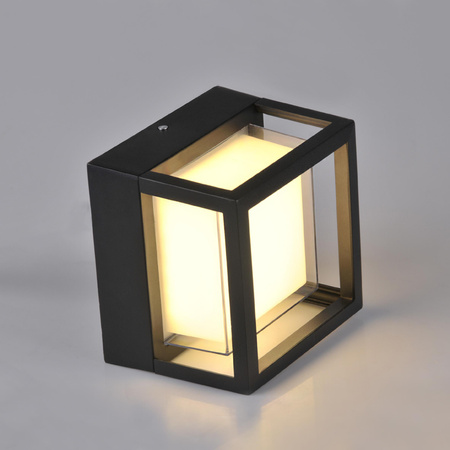 Lampa Ogrodowa Kinkiet Elewacyjny KANSAS LED IP44 12W 4000K Czarna GOLDLUX (Polux)