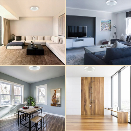 Plafon LED Lampa Sufitowa 2x E27 z Czujnikiem mikrofalowym SOLEN okrągly srebrny