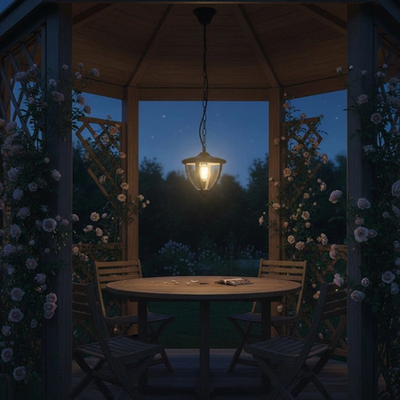 Lampa Ogrodowa Wisząca Zewnętrzna E27 LED Latarnia Czarna ARETOS LUMILED