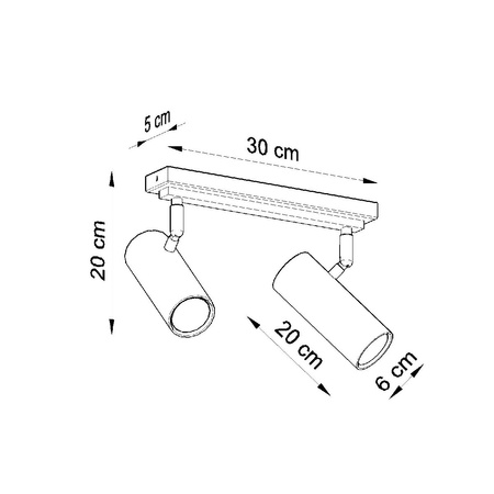 Lampa Sufitowa Oprawa Natynkowa SPOT TUBA Reflektor 2x GU10 Ruchoma Tubularna Biała Nowoczesna Direzione Sollux