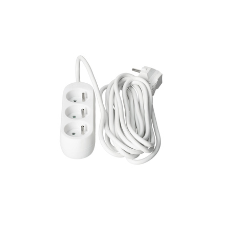 Przedłużacz Sieciowy Wtyk 3x Gniazdo z Uziemieniem Listwa Zasilająca 5m Biały Linea Kobi
