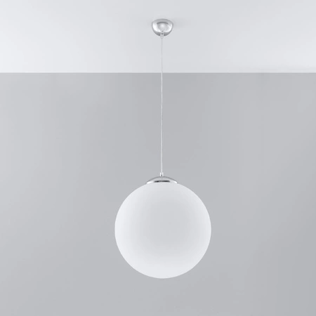Lampa Sufitowa Wisząca Zwis Kula E27 Kulista Biała Chrom Minimalistyczna Ugo Sollux
