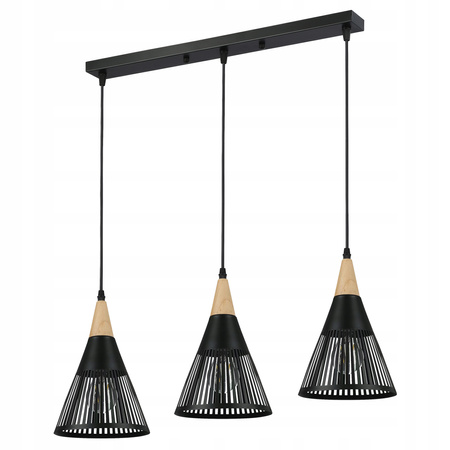Lampa Sufitowa Oprawa Wisząca 3x E27 Czarna Brązowa Hira Masterled