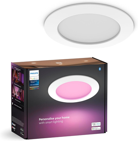 Panel LED Oprawa Podtynkowa Wpuszczana 12W 1500lm IP44 White and Color Ambiance RGB + TW Biała Inteligentna SMART Zigbee Bluetooth Slim Downlights Philips HUE