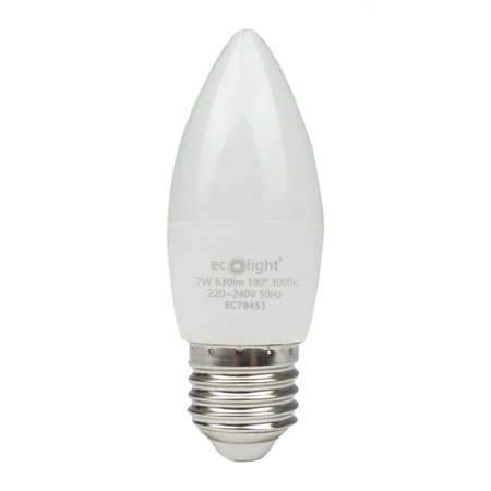 Żarówka LED Świeczka B37 E27 7W 630lm 3000K Ciepła Ecolight