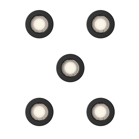 5x Oprawa Podtynkowa Wpuszczana LED GU10 Stała Aluminiowa Okrągła Czarna Peridot Philips