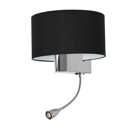 Lampa Ścienna Kinkiet CASINO Czarna Chrom 1xE27 + 1W LED Milagro