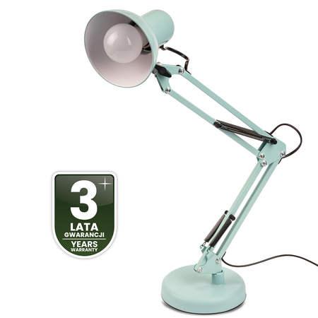 Lampka Biurkowa Kreślarska Stołowa E27 TOBI Pastelowa Niebieska Lumiled + uchwyt na blat