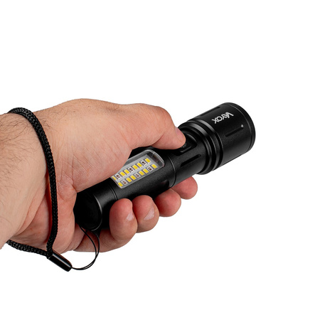 Latarka Akumulatorowa LED Taktyczna 5W 260lm Lampka Ręczna Mocna + SMD VA0184 VAYOX