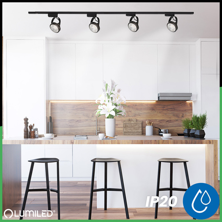 Zestaw Szyna Oświetleniowa Szynoprzewód 2m + 4x Reflektor Szynowy GU10 AR111 VICTUS CZARNY