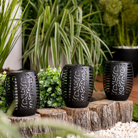 Lampa Solarna Ogrodowa LED Wisząca LATARENKA Płomień IP44 1700K Czujnik Zmierzchu