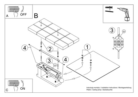 Lampa Sufitowa Kinkiet 2x E27 Kwadratowa Brązowa Skandynawska Lappo Sollux