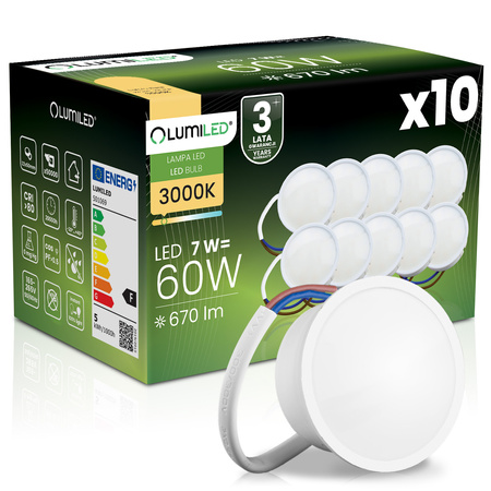 10x Wkład do Opraw LED Żarówka Moduł INSERT Reflektor 7W = 60W 670lm 3000K Ciepła 120° LUMILED