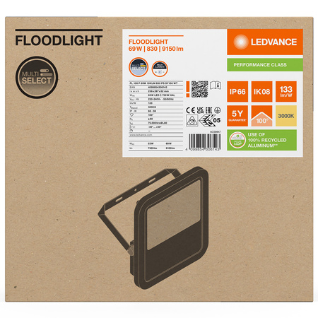 Naświetlacz LED Reflektor Zewnętrzny Lampa 69W 9150lm 3000K IP66 Biały Floodlight Ledvance