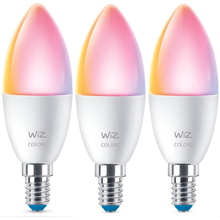 3x Żarówka LED E14 Świeczka C37 4.9W = 40W 470lm 2200-6500K RGB + TW Inteligentna SMART WiFi Bluetooth Aplikacja WiZ