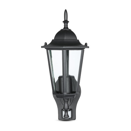 Lampa Ogrodowa Oprawa Elewacyjna Kinkiet E27 Z czujnikiem ruchu Czarny mat VT-751 V-TAC