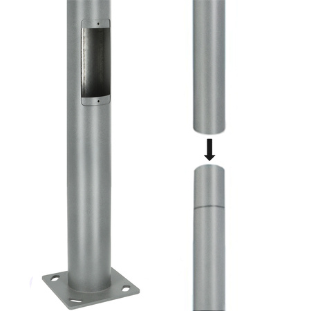 Słup Maszt Oświetleniowy Składany do Lamp Ulicznych Latarni z Oknem Rewizyjnym 3m fi60 Szary KOBI