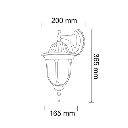 Kinkiet OGRODOWY FLORENCJA dół 1xE27 GOLDLUX (Polux) Alum. PATYNA
