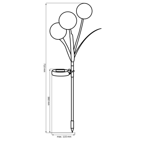 Lampa Solarna LED Dekoracyjna Wbijana Czosnek Kwiat Ogrodowy IP44 z Czujnikiem Zmierzchu Allium Color Sanico Goldlux