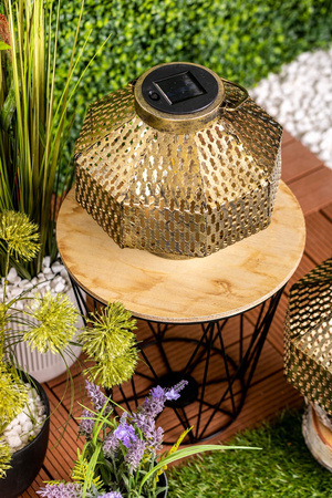 Lampa LED solarna Lampion ogrodowa filament LATARENKA wisząca metalowa miedziana