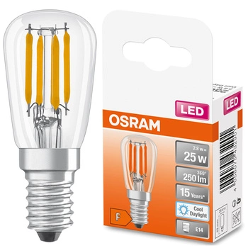 Żarówka LED E14 T26 2,8W = 25W 250lm 6500K Zimna 320° Filament OSRAM STAR