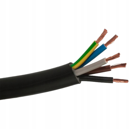 Przewód Kabel OW H05RR-F 300/500V 5x2,5mm Czarny 1m ELEKTROKABEL