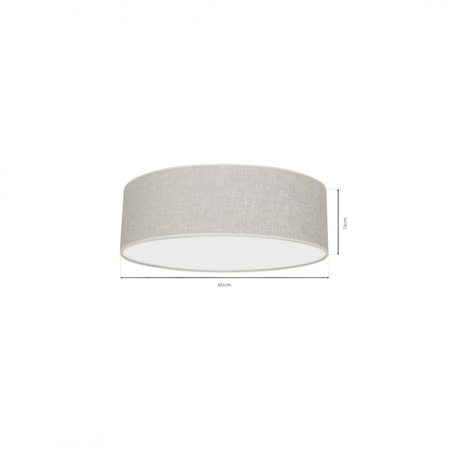 Plafon LED Lampa Sufitowa LINO Biała Lniana 3xE27 Okrągła 60cm Milagro