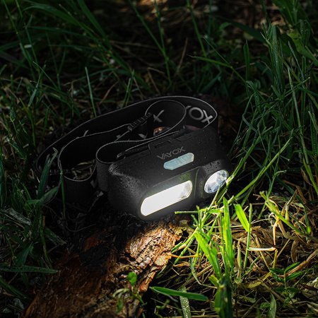 Latarka Czołowa Akumulatorowa LED 250lm XPE + COB LED 7 Trybów Pracy VAYOX