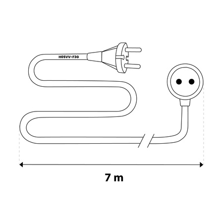 Przedłużacz Sieciowy Kabel z Uziemieniem Listwa Zasilająca 1 Gniazdo 7m Biały Sznur Lendo Lumiled