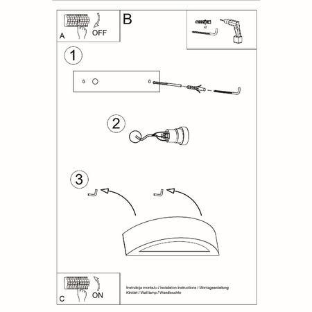 Lampa Ścienna Oprawa Natynkowa Kinkiet E27 Półokrągła Biała Nowoczesna Atena Sollux
