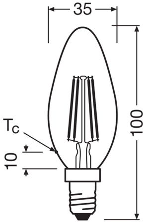 Żarówka LED B35 E14 Świeczka 4W = 40W 470lm 2700K Ciepła 300° Filament Osram