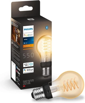Żarówka LED E27 A60 7.2W = 40W 550lm 2100K Biała Ciepła FILAMENT SMART Inteligentna Bluetooth ZigBee White Philips HUE